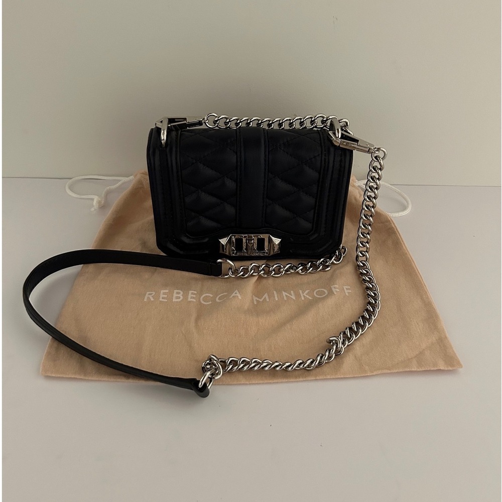 Rebecca Minkoff Mini Love Quilted Leather Crossbody Bag Navy Blue